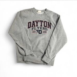 MV Sport Dayton Flyers Gray Crew Sweatshirt with Navy & Maroon Logo